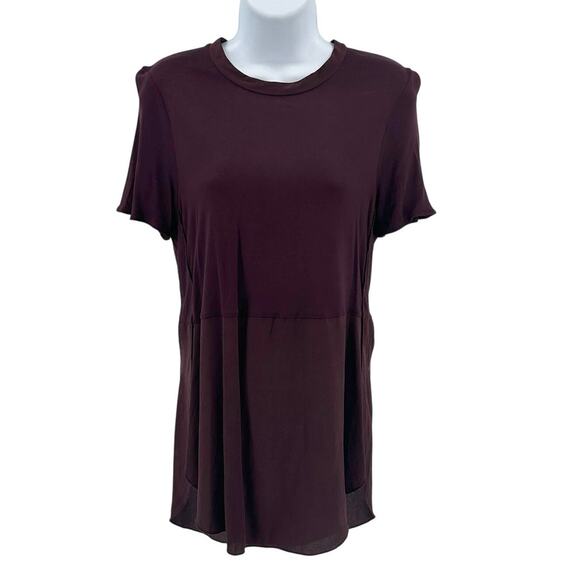 Wilfred with Silk Tunic Top WMNS XS Dark Plum Pullover Short Sleeve Keyhole Back - Picture 1 of 7